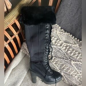 Rudsak Black Knee-High Lace-Up Boots